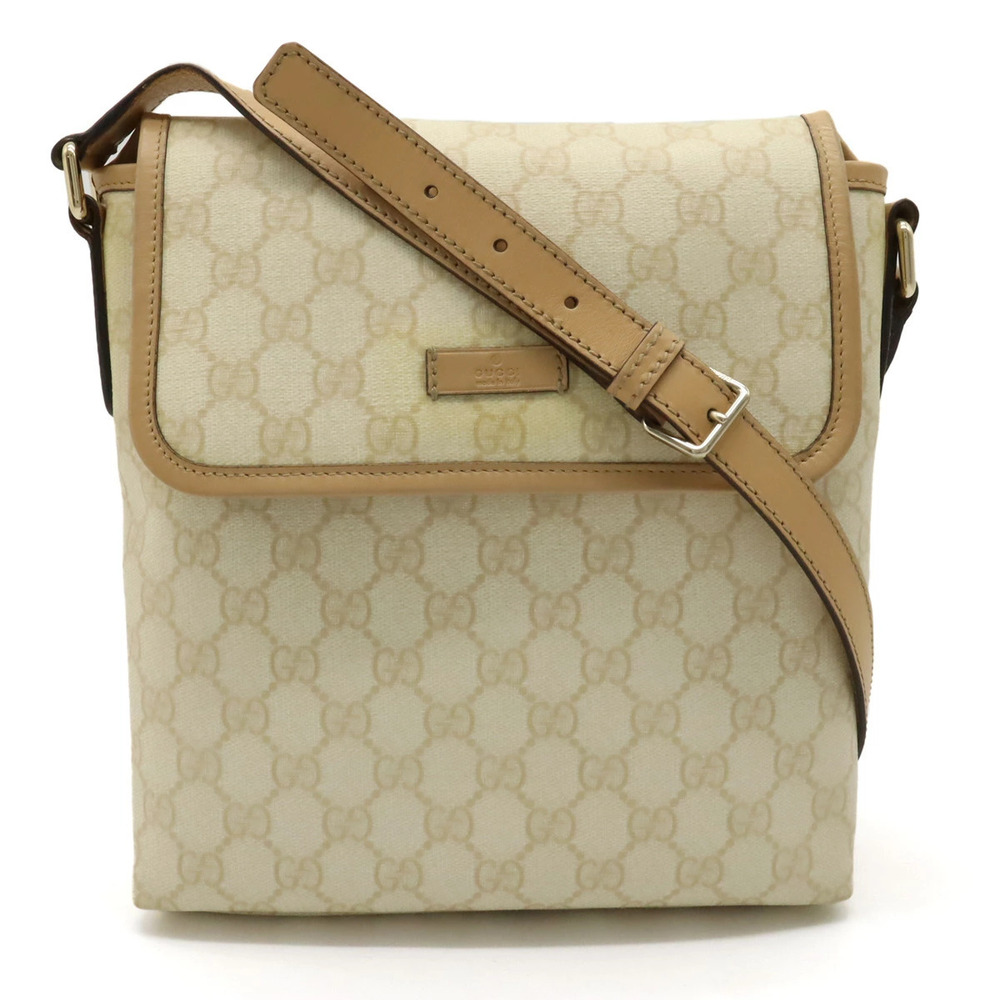 Gucci GG Supreme Plus Crossbody Bag Leather Cream Beige Cream